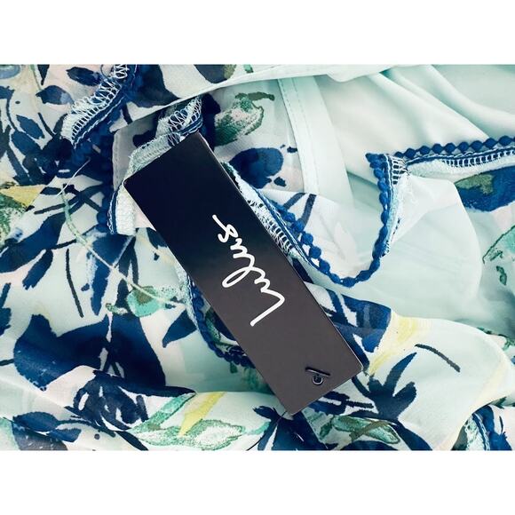 Lulus Sammi Light Blue Floral Print Ruffled Surplice Maxi Dress Size Large NEW - Picture 9 of 12